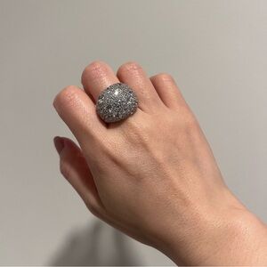 Crystal Pavé Dome Statement Ring in Silver